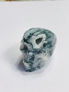 Moss Agate Crystal  Skull  S096