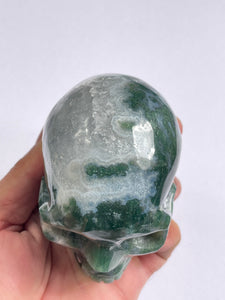 Moss Agate Crystal Big Skull  S074