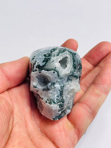 Moss Agate Crystal  Skull  S096