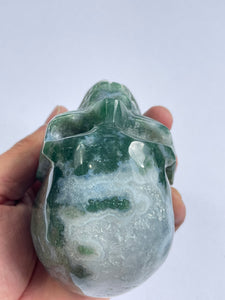 Moss Agate Crystal Big Skull  S074