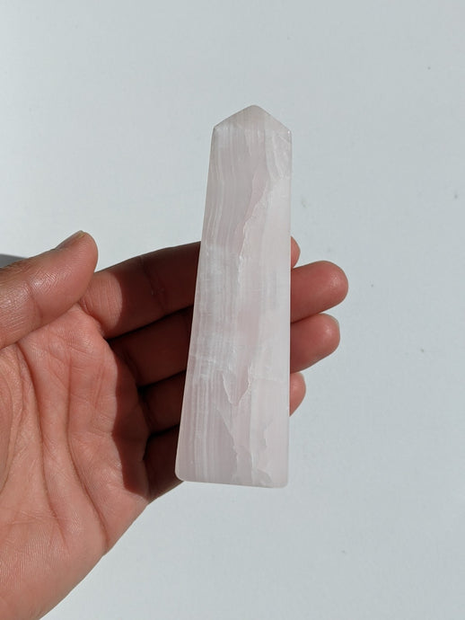 mangano calcite tower, calcite tower, pink mangano calcite