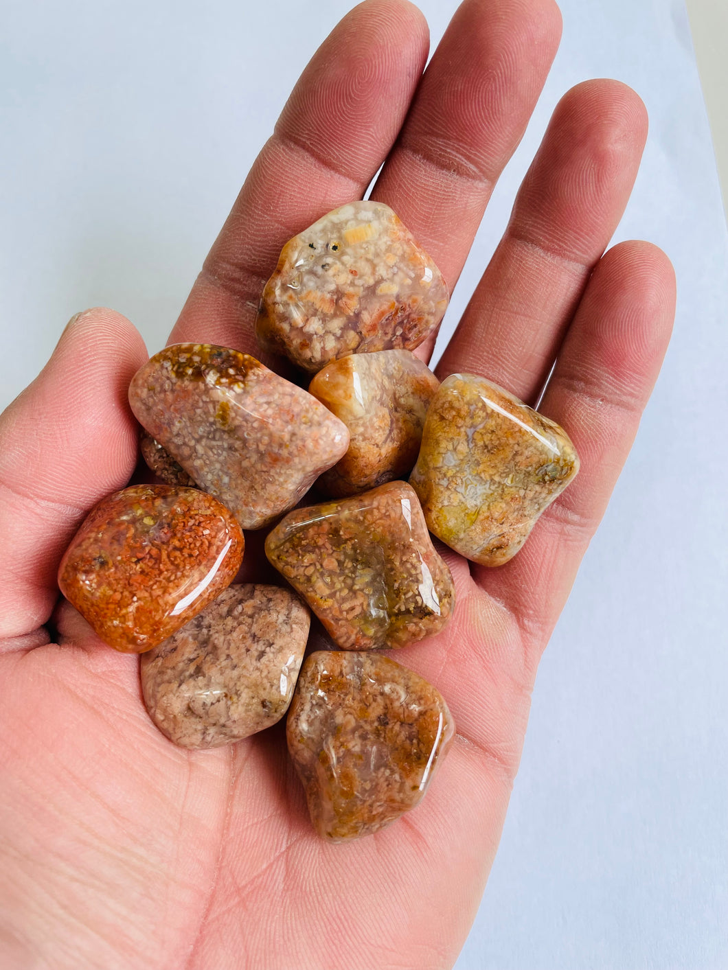 Pink Moss Agate Chunky Tumbled Stones TB037 x 1