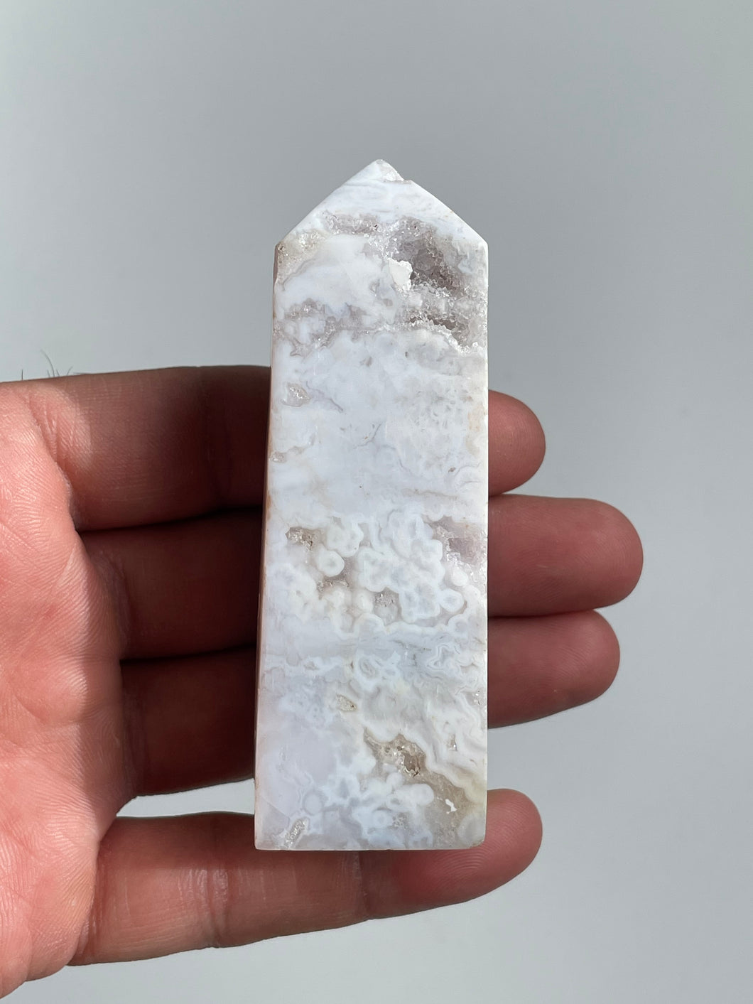 Druzy White Agate Tower T164