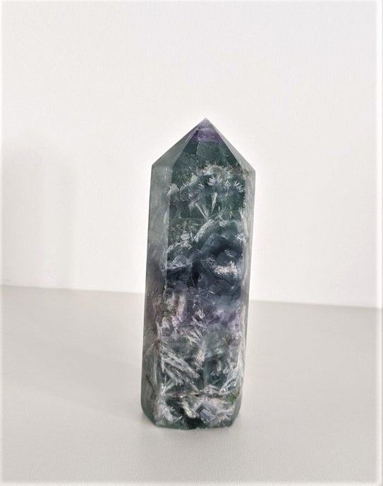 Fluorite Flower Tower/Point Natural Crystal Large 140x50x35mm - Crystal King Australia