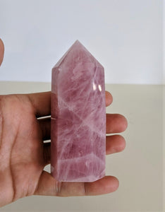 Rose Quartz Tower Natural Crystal 110mm - Crystal King Australia