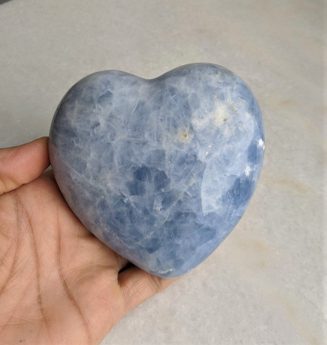 Blue Calcite Heart Natural 105x105mm - Crystal King Australia