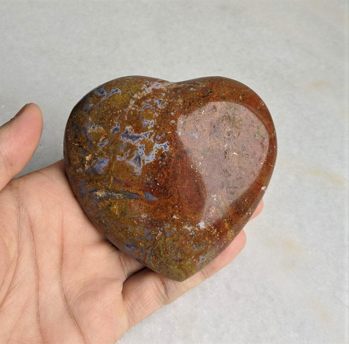 Ocean Jasper Heart Natural 100x95mm - Crystal King Australia