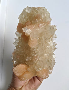 Apophyllite with Orange Stilbite Crystal cluster (160x100mm) - Crystal King Australia