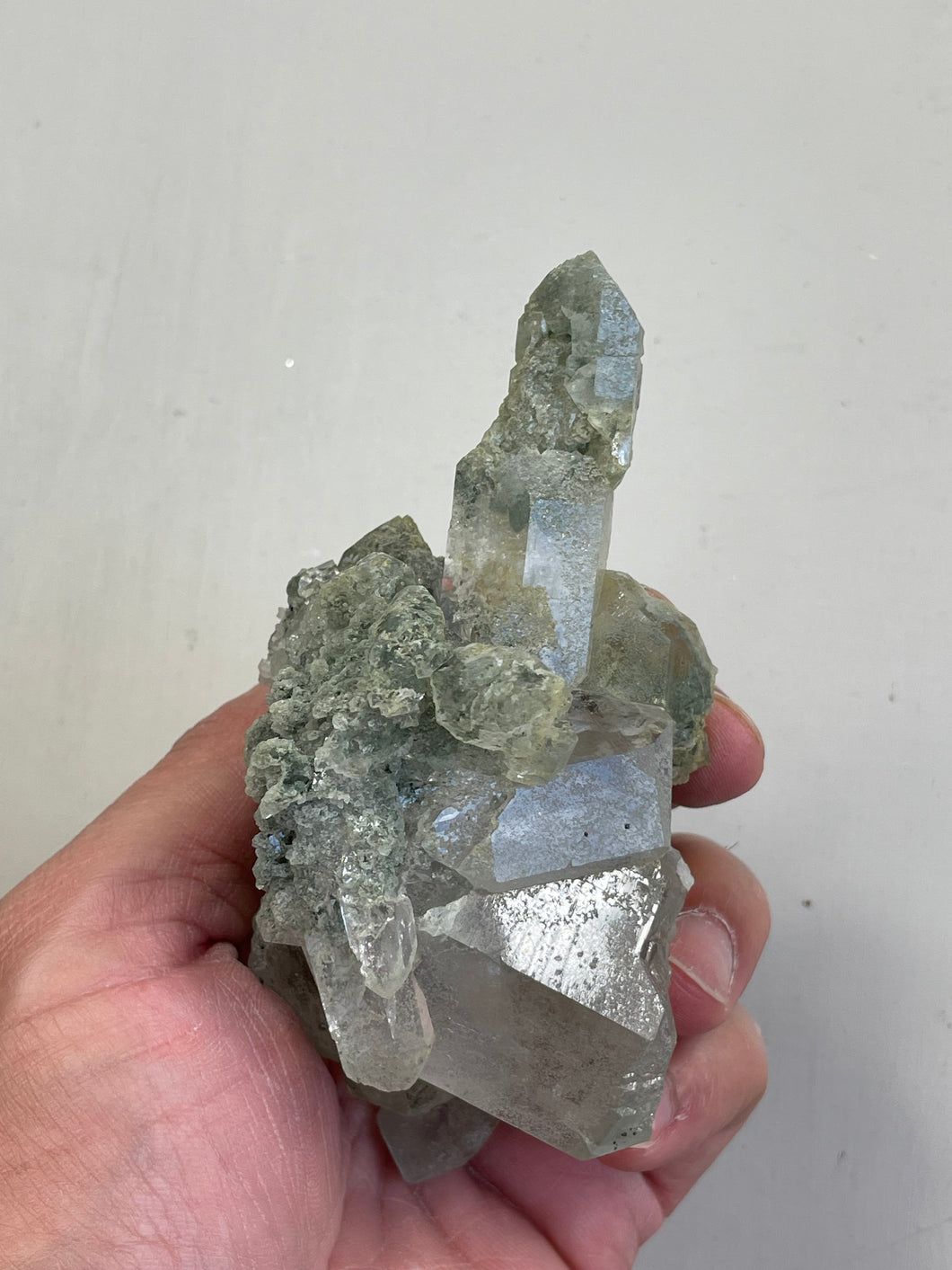 Green Himalayan Chlorite Inclusion Quartz Crystal Q022a