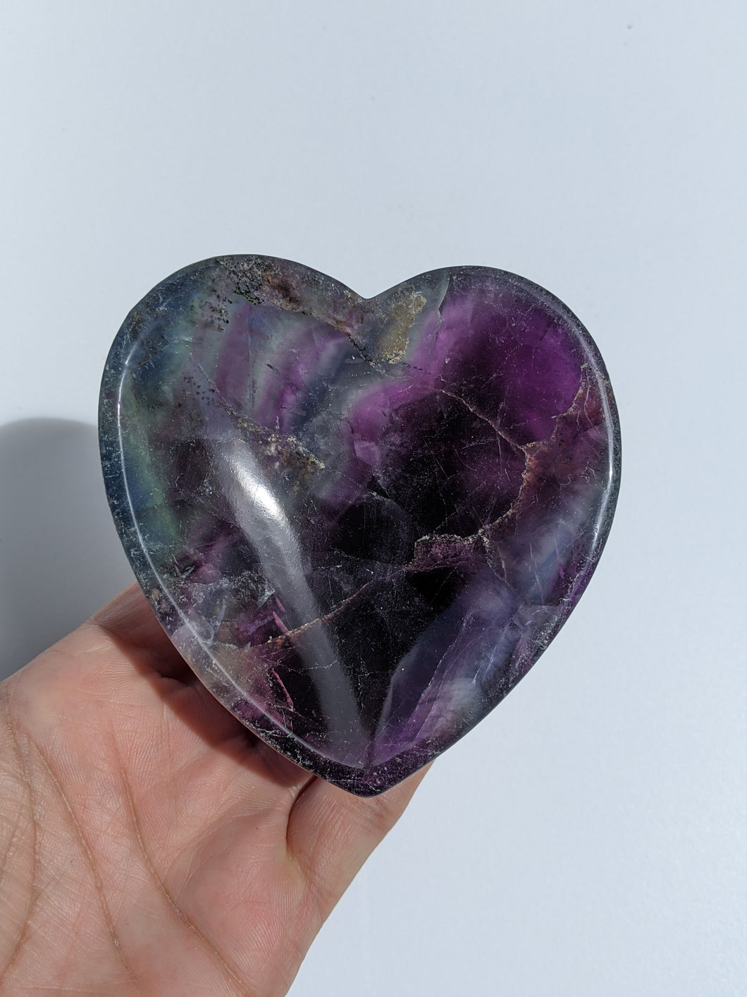 Rainbow Fluorite Crystal Heart Bowl P019