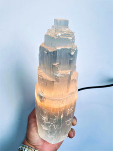 Selenite Crystal Tower Lamp 25cm  x 1 (SN027)