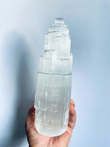 Selenite Crystal Tower Lamp 25cm  x 1 (SN027)